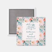 Blush Pink Floral Lace Elegant Wedding Calligraphy Magneet (Voorkant / Achterkant)