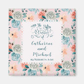 Blush Pink Floral Lace Elegant Wedding Calligraphy Magneet (Voorkant)