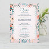 Blush Pink Floral Lace Elegant Wedding Calligraphy Menu (Staand voorkant)