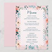 Blush Pink Floral Lace Elegant Wedding Calligraphy Menu (Voorkant / Achterkant)