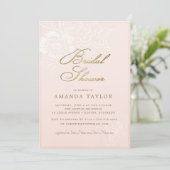 Blush Pink Floral Lace Vrijgezellenfeest Kaart (Staand voorkant)