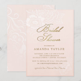 Blush Pink Floral Lace Vrijgezellenfeest Kaart