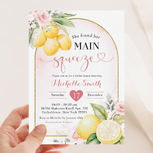Blush Pink Floral Lemon Main Squeeze Vrijgezellenf Kaart