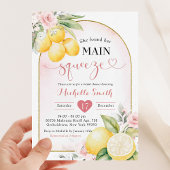 Blush Pink Floral Lemon Main Squeeze Vrijgezellenf Kaart