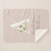 Blush Pink Floral Letter A Baby Script Birth Stats Sherpa Deken (Voorkant (horizontaal))