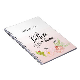 Blush Pink Floral lieveheersbeestje Believe Notitieboek