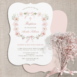 Blush Pink Floral Lijst doop Kaart