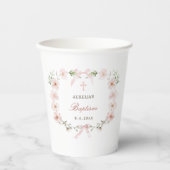 Blush Pink Floral Lijst doop Papieren Bekers (Voorkant)