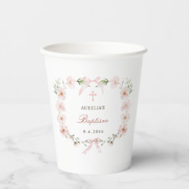 Blush Pink Floral Lijst doop Papieren Bekers