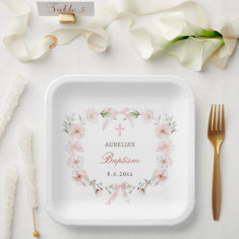 Blush Pink Floral Lijst doop Papieren Bordje