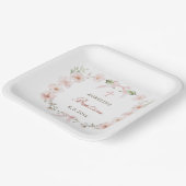 Blush Pink Floral Lijst doop Papieren Bordje (Gebogen)