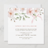 Blush Pink Floral Lijst doopplein Kaart (Achterkant)