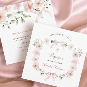 Blush Pink Floral Lijst doopplein Kaart