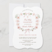 Blush Pink Floral Lijst Eerste Heilige Communie Kaart (Voorkant)