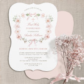 Blush Pink Floral Lijst Eerste Heilige Communie Kaart