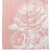 Blush Pink  Floral Line Art Douchegordijn (Voorkant)