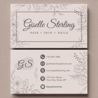 Blush Pink Floral Line Art Elegant Script