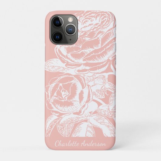 Blush Pink Floral Line Art op maat Case-Mate iPhone Case (Achterkant)