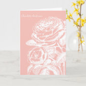 Blush Pink Floral Line Art Speciaal Gepersonalisee Kaart (Gele Bloem)
