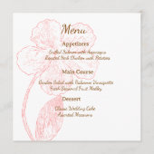 Blush Pink Floral Line Art Wedding Menu Card (Voorkant)