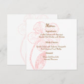 Blush Pink Floral Line Art Wedding Menu Card (Voorkant / Achterkant)