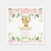 Blush Pink Floral Lion Baby shower Verjaardag Servet (Voorkant)