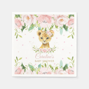 Blush Pink Floral Lion Baby shower Verjaardag Servet