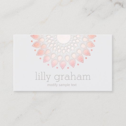 Blush Pink Floral Lotus Mandala Visitekaartje (Voorkant)