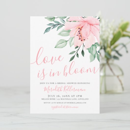 Blush Pink Floral Love is in bloei Vrijgezellenfee Kaart (Staand voorkant)