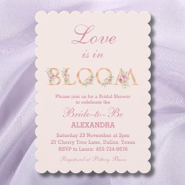 Blush Pink Floral Love is in Bloom Vrijgezellenfee Kaart