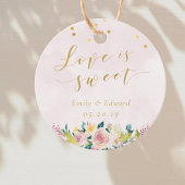 Blush Pink Floral Love is Sweet Wedloop Round Bedankjes Labels