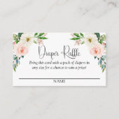 Blush Pink Floral Luier Raffle Script Tekst Informatiekaartje (Voorkant)
