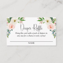 Blush Pink Floral Luier Raffle Script Tekst