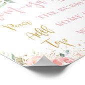 Blush Pink Floral Ma-osa Bar Baby shower Sign. Poster (Hoek)