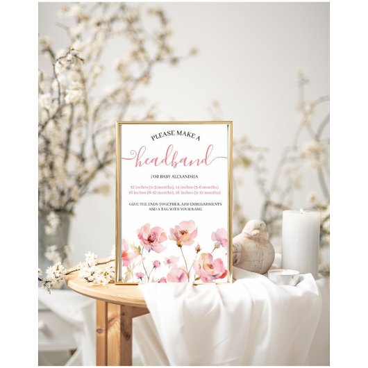 Blush Pink Floral Maak een hoofdband voor Baby Poster