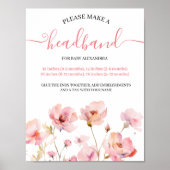 Blush Pink Floral Maak een hoofdband voor Baby Poster (Voorkant)