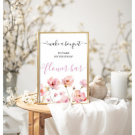 Blush Pink Floral Maak je eigen boeket Bloemenbar Poster