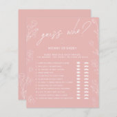 Blush Pink Floral Mam of Dad Baby shower Game (Voorkant / Achterkant)