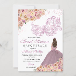 Blush Pink Floral Masquerade Birthday Kaart