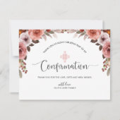 Blush Pink Floral Meisje's Bevestiging Dank u Bedankkaart (Voorkant)