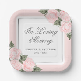 Blush Pink Floral Memorial Funeral Papieren Bordje