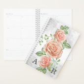 Blush Pink Floral met gepersonaliseerd Monogram Planner (Display)