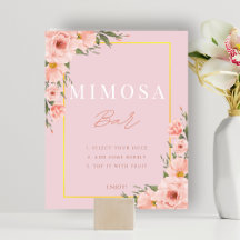 Blush Pink Floral Mimosa Bar Douche Teken