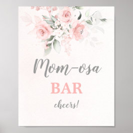 Blush Pink Floral Mimosa Bar, teken Poster