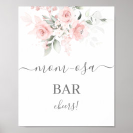 Blush Pink Floral Mimosa Bar, teken Poster