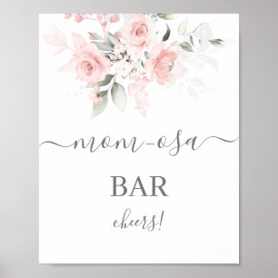 Blush Pink Floral Mimosa Bar, teken Poster