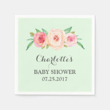 Blush Pink Floral Mint Baby shower