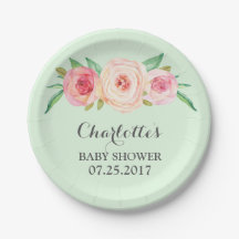 Blush Pink Floral Mint Green Baby shower Bord