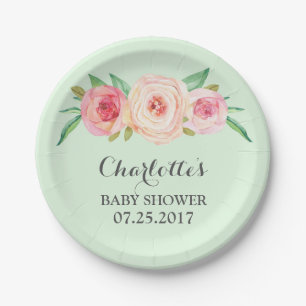 Blush Pink Floral Mint Green Baby shower Bord