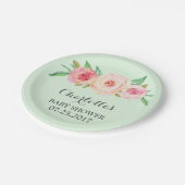 Blush Pink Floral Mint Green Baby shower Bord (Gekanteld)